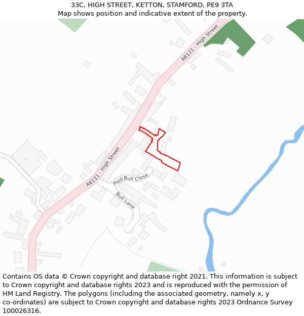 33C, HIGH STREET, KETTON, STAMFORD, PE9 3TA: Location map and indicative extent of plot