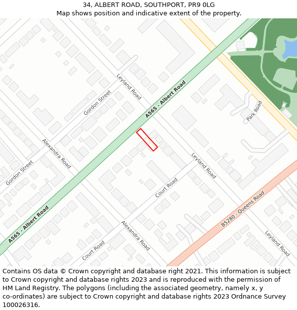 34, ALBERT ROAD, SOUTHPORT, PR9 0LG: Location map and indicative extent of plot