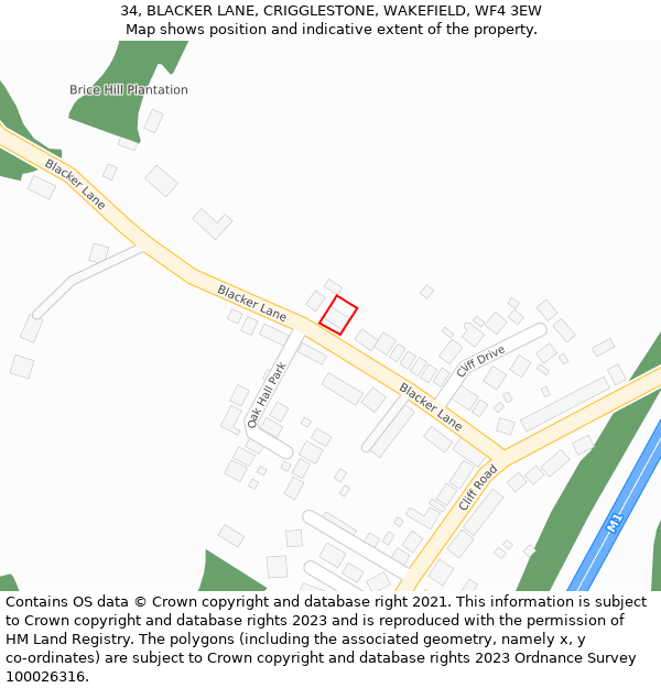 34, BLACKER LANE, CRIGGLESTONE, WAKEFIELD, WF4 3EW: Location map and indicative extent of plot