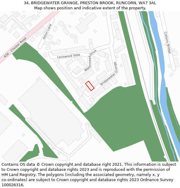 34, BRIDGEWATER GRANGE, PRESTON BROOK, RUNCORN, WA7 3AL: Location map and indicative extent of plot