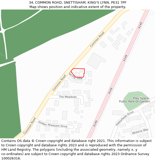 34, COMMON ROAD, SNETTISHAM, KING'S LYNN, PE31 7PF: Location map and indicative extent of plot