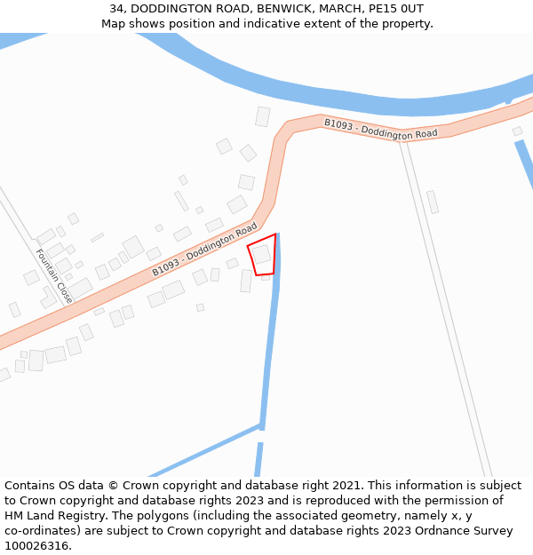 34, DODDINGTON ROAD, BENWICK, MARCH, PE15 0UT: Location map and indicative extent of plot