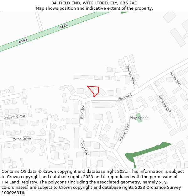 34, FIELD END, WITCHFORD, ELY, CB6 2XE: Location map and indicative extent of plot