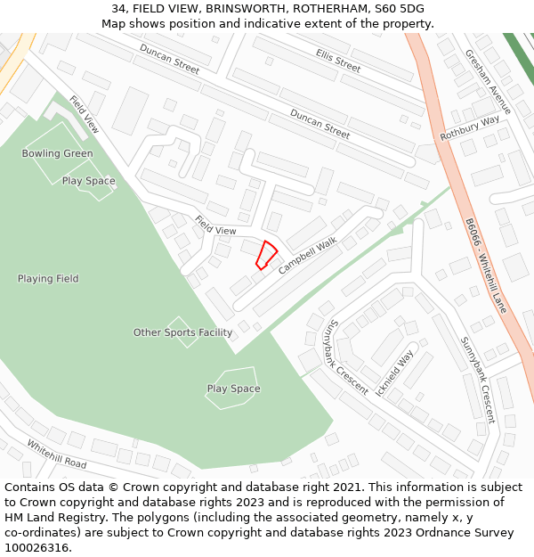 34, FIELD VIEW, BRINSWORTH, ROTHERHAM, S60 5DG: Location map and indicative extent of plot