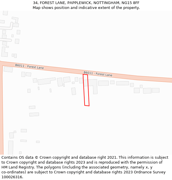 34, FOREST LANE, PAPPLEWICK, NOTTINGHAM, NG15 8FF: Location map and indicative extent of plot