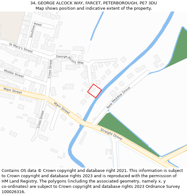 34, GEORGE ALCOCK WAY, FARCET, PETERBOROUGH, PE7 3DU: Location map and indicative extent of plot