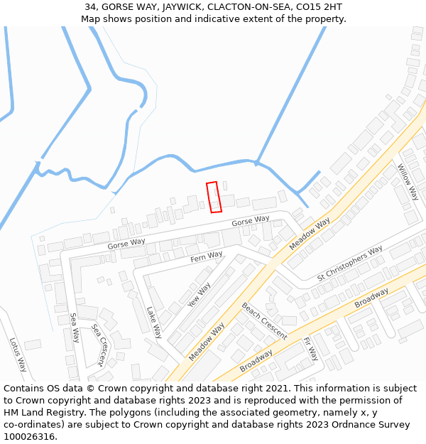 34, GORSE WAY, JAYWICK, CLACTON-ON-SEA, CO15 2HT: Location map and indicative extent of plot