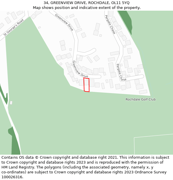 34, GREENVIEW DRIVE, ROCHDALE, OL11 5YQ: Location map and indicative extent of plot