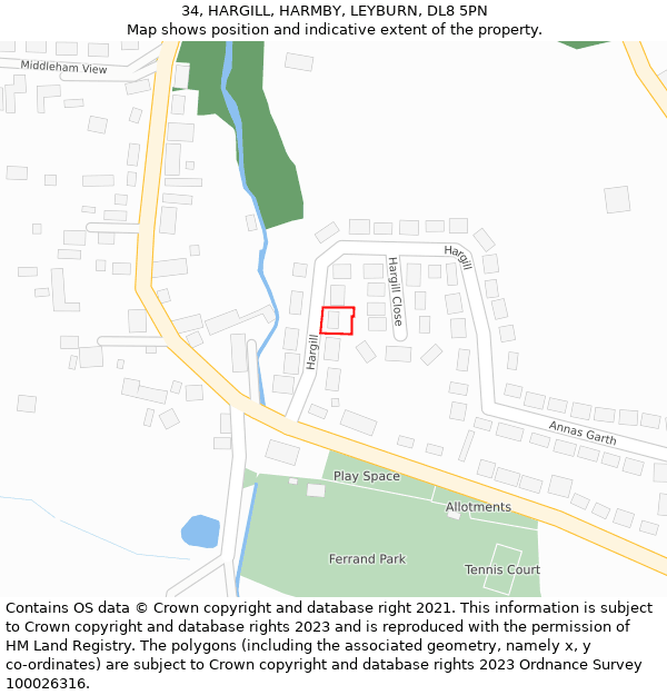 34, HARGILL, HARMBY, LEYBURN, DL8 5PN: Location map and indicative extent of plot