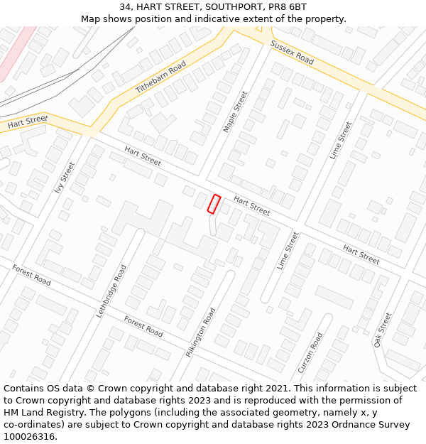 34, HART STREET, SOUTHPORT, PR8 6BT: Location map and indicative extent of plot