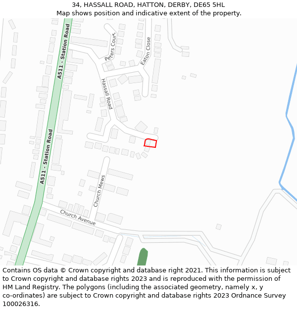 34, HASSALL ROAD, HATTON, DERBY, DE65 5HL: Location map and indicative extent of plot