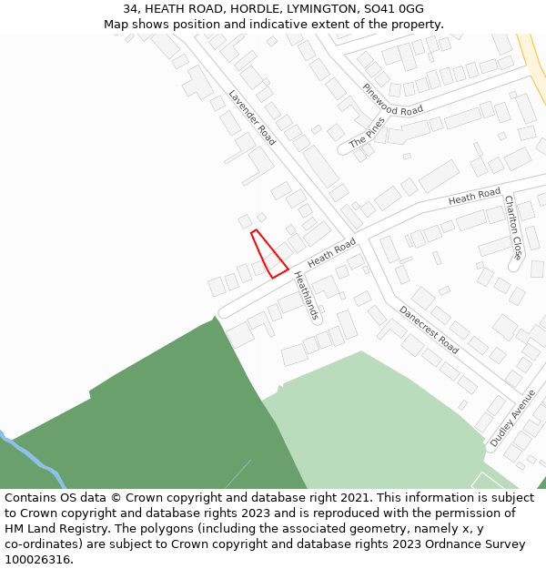 34, HEATH ROAD, HORDLE, LYMINGTON, SO41 0GG: Location map and indicative extent of plot