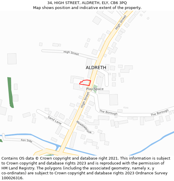 34, HIGH STREET, ALDRETH, ELY, CB6 3PQ: Location map and indicative extent of plot