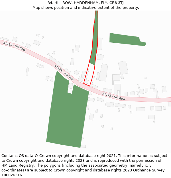 34, HILLROW, HADDENHAM, ELY, CB6 3TJ: Location map and indicative extent of plot