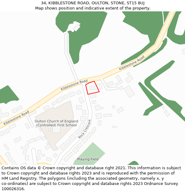 34, KIBBLESTONE ROAD, OULTON, STONE, ST15 8UJ: Location map and indicative extent of plot