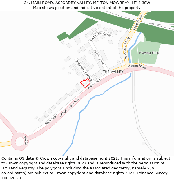 34, MAIN ROAD, ASFORDBY VALLEY, MELTON MOWBRAY, LE14 3SW: Location map and indicative extent of plot