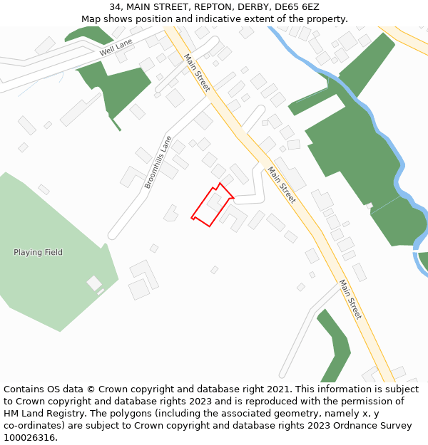 34, MAIN STREET, REPTON, DERBY, DE65 6EZ: Location map and indicative extent of plot