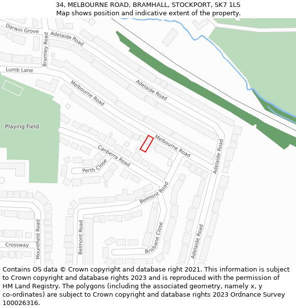 34, MELBOURNE ROAD, BRAMHALL, STOCKPORT, SK7 1LS: Location map and indicative extent of plot