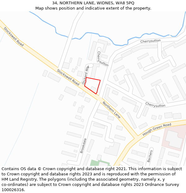 34, NORTHERN LANE, WIDNES, WA8 5PQ: Location map and indicative extent of plot