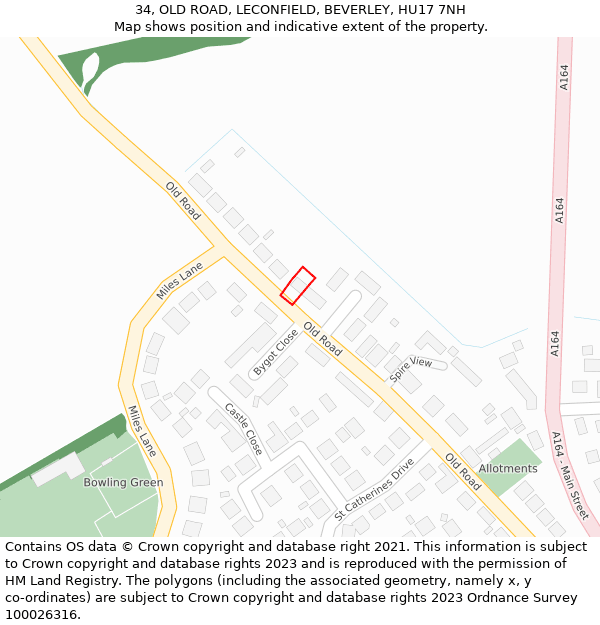 34, OLD ROAD, LECONFIELD, BEVERLEY, HU17 7NH: Location map and indicative extent of plot