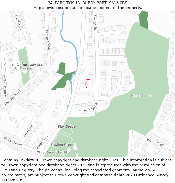 34, PARC TYISHA, BURRY PORT, SA16 0RS: Location map and indicative extent of plot