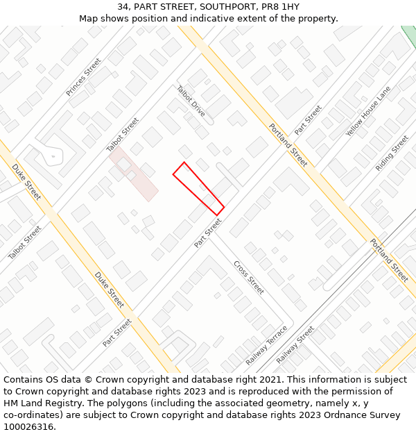 34, PART STREET, SOUTHPORT, PR8 1HY: Location map and indicative extent of plot