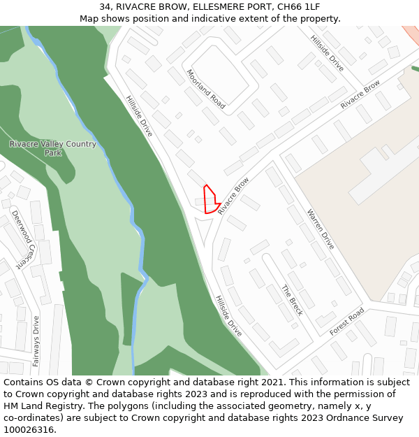 34, RIVACRE BROW, ELLESMERE PORT, CH66 1LF: Location map and indicative extent of plot