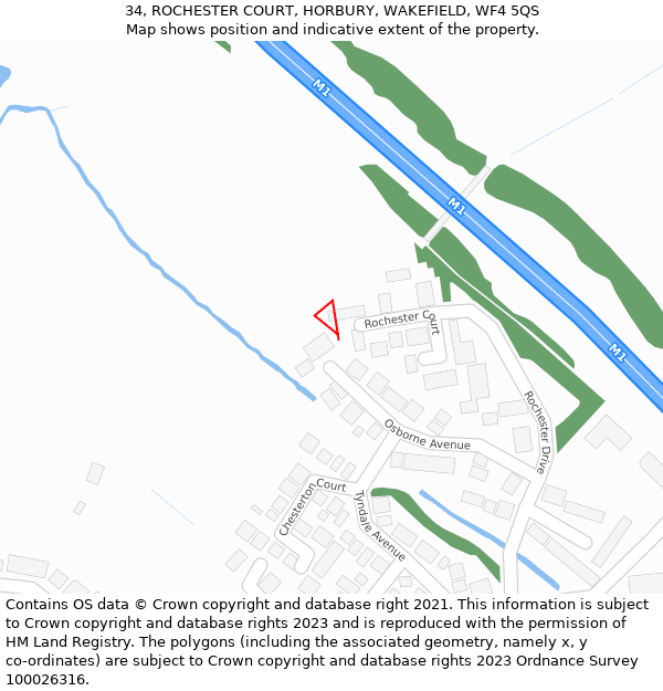 34, ROCHESTER COURT, HORBURY, WAKEFIELD, WF4 5QS: Location map and indicative extent of plot