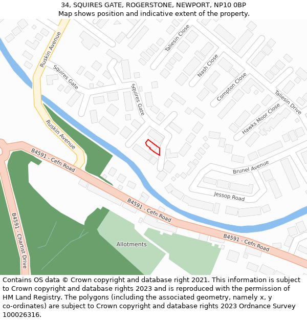 34, SQUIRES GATE, ROGERSTONE, NEWPORT, NP10 0BP: Location map and indicative extent of plot