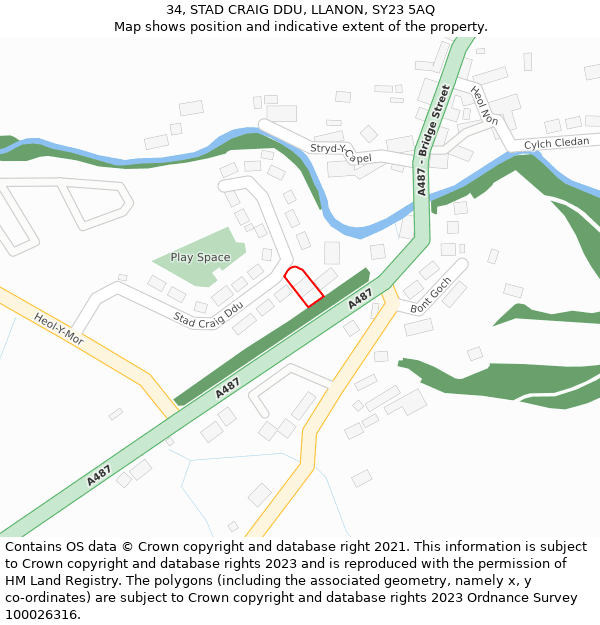 34, STAD CRAIG DDU, LLANON, SY23 5AQ: Location map and indicative extent of plot