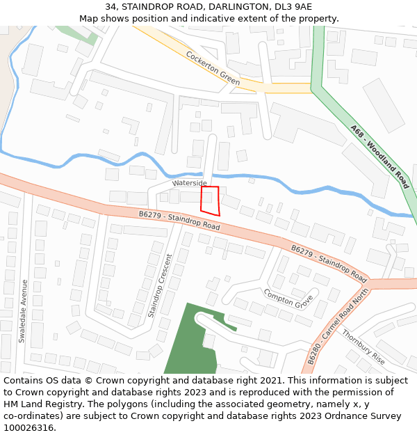 34, STAINDROP ROAD, DARLINGTON, DL3 9AE: Location map and indicative extent of plot