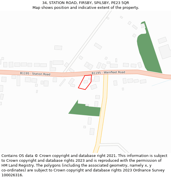 34, STATION ROAD, FIRSBY, SPILSBY, PE23 5QR: Location map and indicative extent of plot