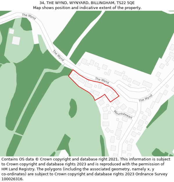 34, THE WYND, WYNYARD, BILLINGHAM, TS22 5QE: Location map and indicative extent of plot