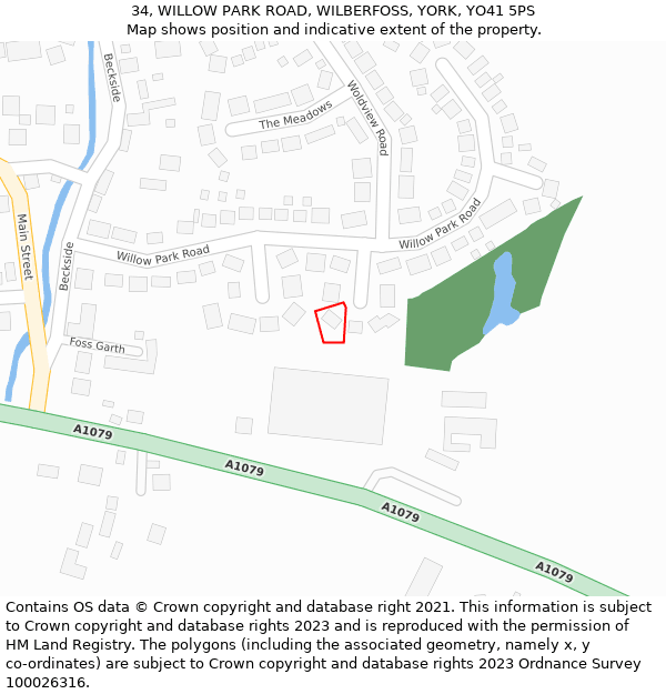 34, WILLOW PARK ROAD, WILBERFOSS, YORK, YO41 5PS: Location map and indicative extent of plot