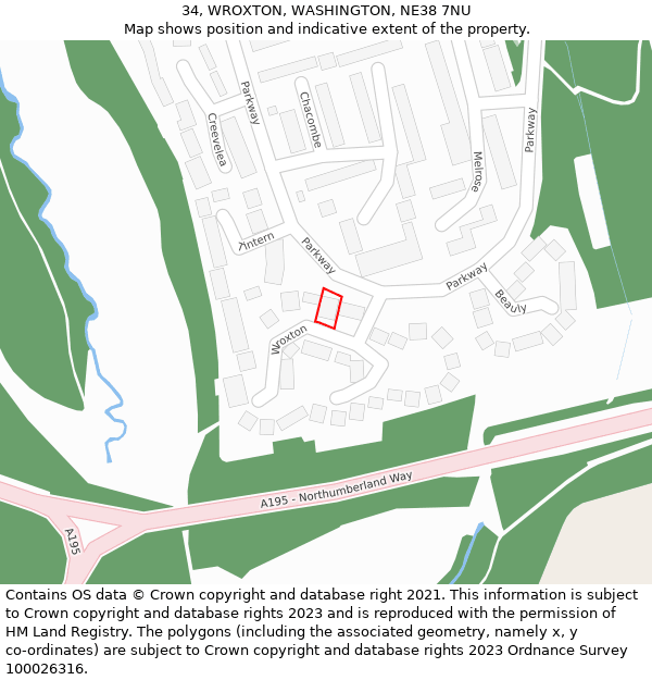 34, WROXTON, WASHINGTON, NE38 7NU: Location map and indicative extent of plot