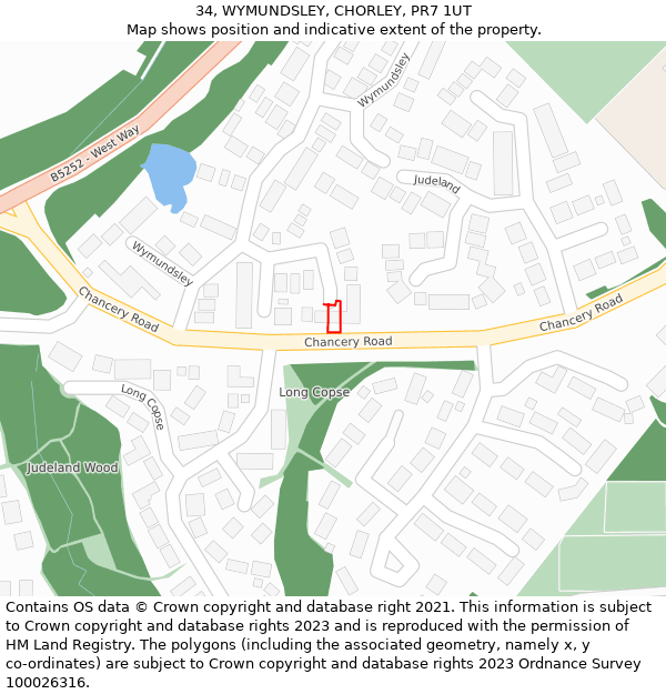 34, WYMUNDSLEY, CHORLEY, PR7 1UT: Location map and indicative extent of plot