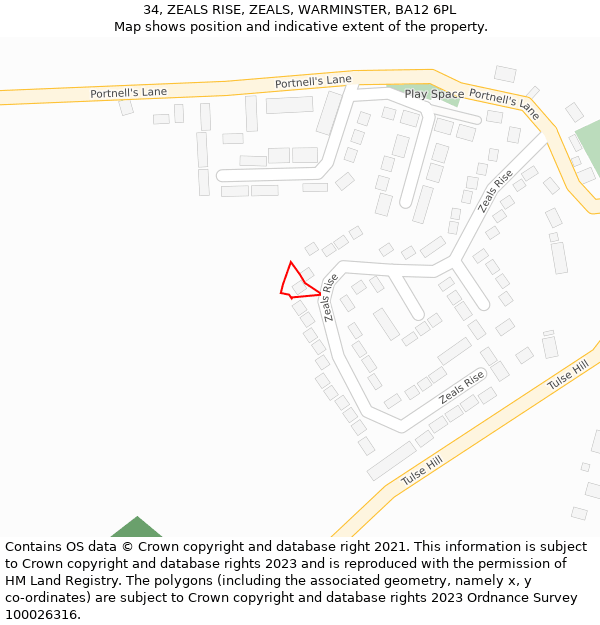 34, ZEALS RISE, ZEALS, WARMINSTER, BA12 6PL: Location map and indicative extent of plot