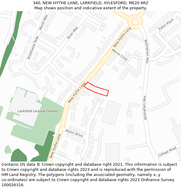 340, NEW HYTHE LANE, LARKFIELD, AYLESFORD, ME20 6RZ: Location map and indicative extent of plot