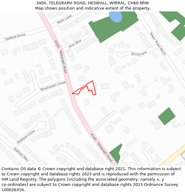 340A, TELEGRAPH ROAD, HESWALL, WIRRAL, CH60 6RW: Location map and indicative extent of plot