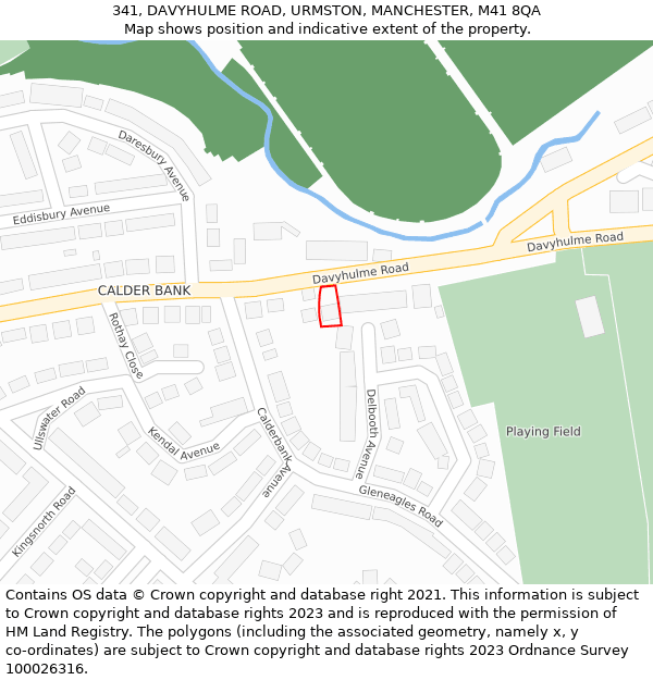 341, DAVYHULME ROAD, URMSTON, MANCHESTER, M41 8QA: Location map and indicative extent of plot