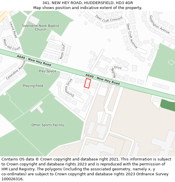 341, NEW HEY ROAD, HUDDERSFIELD, HD3 4GR: Location map and indicative extent of plot