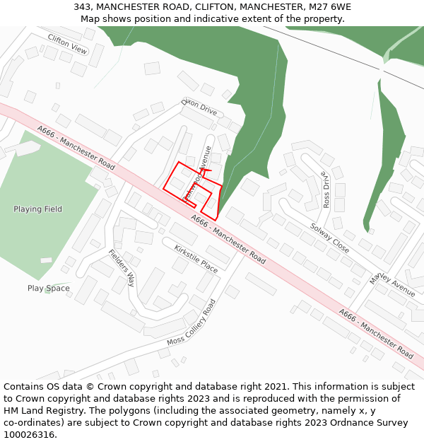 343, MANCHESTER ROAD, CLIFTON, MANCHESTER, M27 6WE: Location map and indicative extent of plot