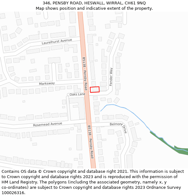 346, PENSBY ROAD, HESWALL, WIRRAL, CH61 9NQ: Location map and indicative extent of plot