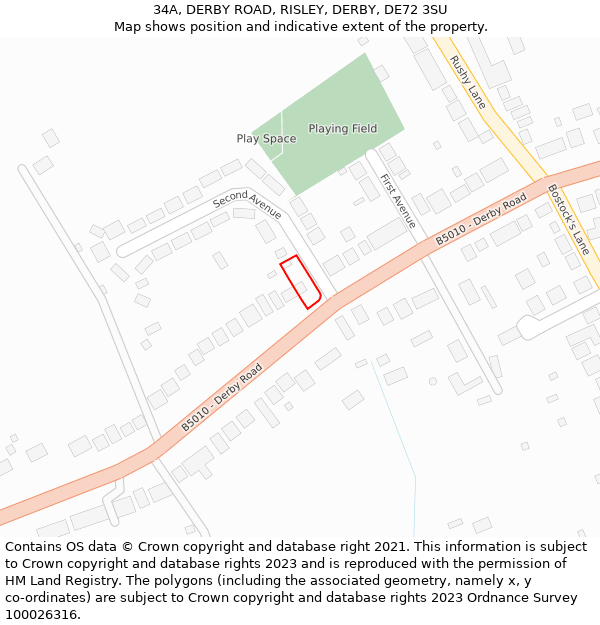 34A, DERBY ROAD, RISLEY, DERBY, DE72 3SU: Location map and indicative extent of plot