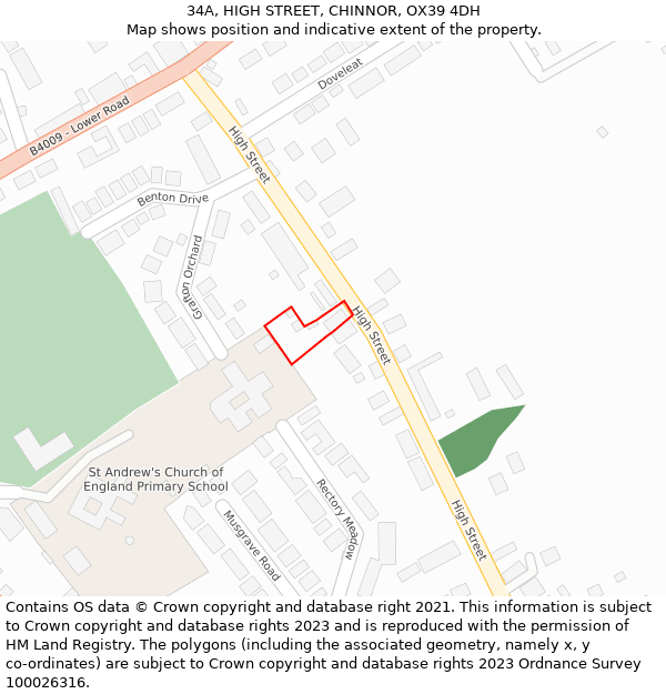 34A, HIGH STREET, CHINNOR, OX39 4DH: Location map and indicative extent of plot