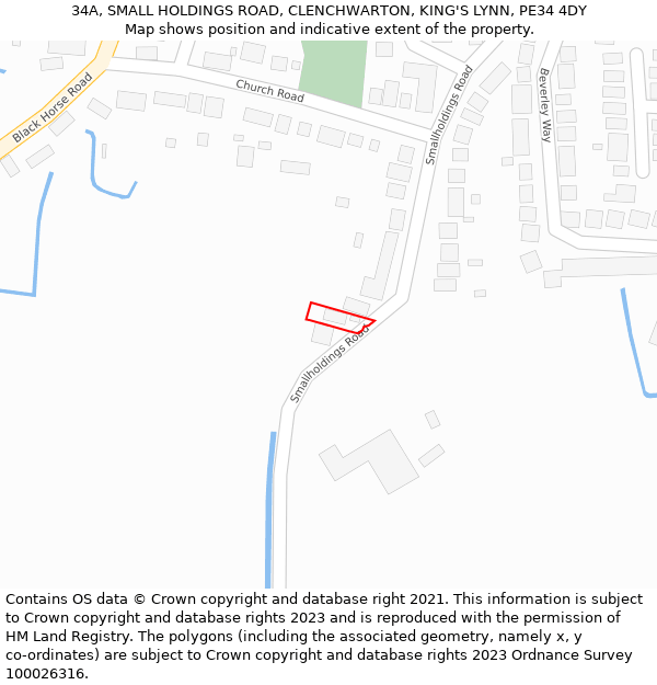34A, SMALL HOLDINGS ROAD, CLENCHWARTON, KING'S LYNN, PE34 4DY: Location map and indicative extent of plot