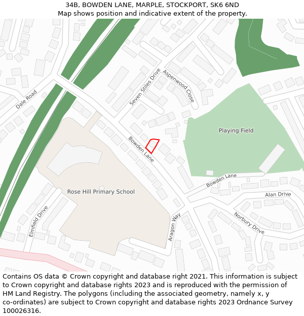 34B, BOWDEN LANE, MARPLE, STOCKPORT, SK6 6ND: Location map and indicative extent of plot