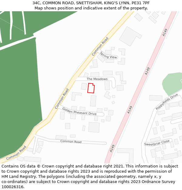 34C, COMMON ROAD, SNETTISHAM, KING'S LYNN, PE31 7PF: Location map and indicative extent of plot