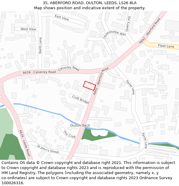 35, ABERFORD ROAD, OULTON, LEEDS, LS26 8LA: Location map and indicative extent of plot