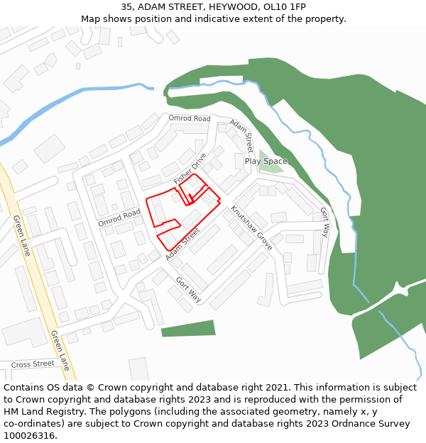 35, ADAM STREET, HEYWOOD, OL10 1FP: Location map and indicative extent of plot